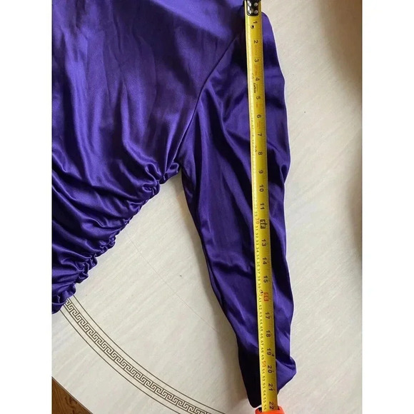 Petites By Demaro Vintage Dress Sz 11 Sequin Flower Purple Draped Embellished - Picture 14 of 16